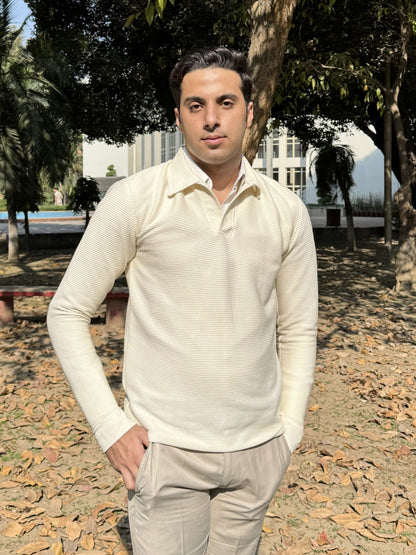 BEIGE WAFFLE POLO